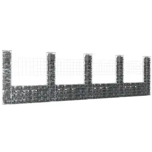 5 słupków gabionowych U-kształtnych, 500x20x150 cm, żelaznych