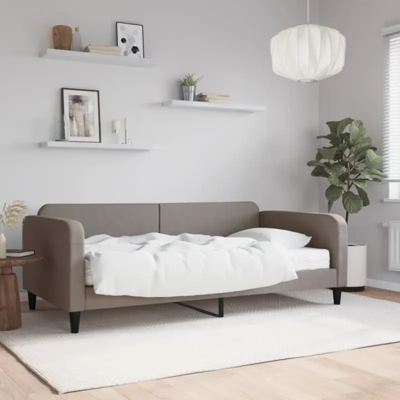 Sofa z materacem do spania, kolor taupe, 100x200 cm, tkanina