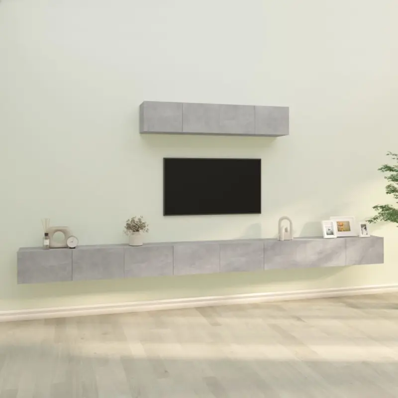 Zestaw 6 szafek telewizyjnych, szarość betonu