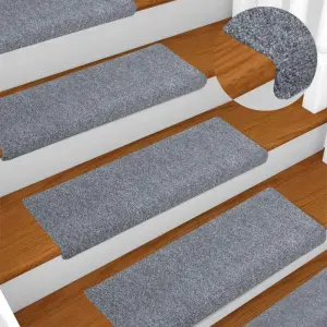 Maty na schody samoprzylepne 15 szt. 65x21x4 cm Jasnoszary prostokątny brzeg