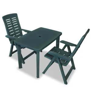 Meble ogrodowe plastikowe 3-cz. zestaw bistro zielony z otworem na parasol
