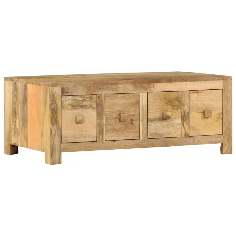 Stolik kawowy z 4 szufladami, 90x50x35 cm, lite drewno mango