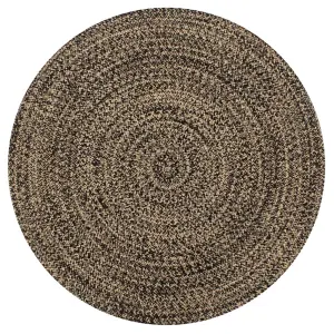 Ręcznie wykonany dywanik, juta, czarny i naturalny, 90 cm