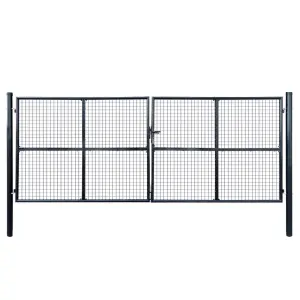 Brama ogrodowa z siatki ocynkowanej, stal 400x150 cm, szara