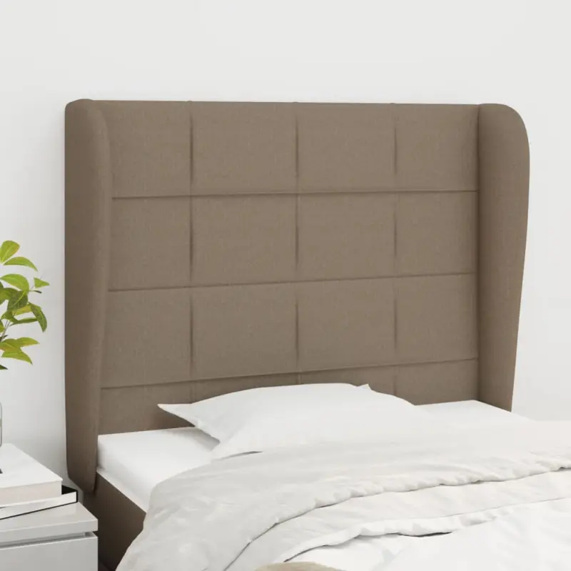 Zagłówek uszak, taupe, 93x23x118/128 cm, tkanina