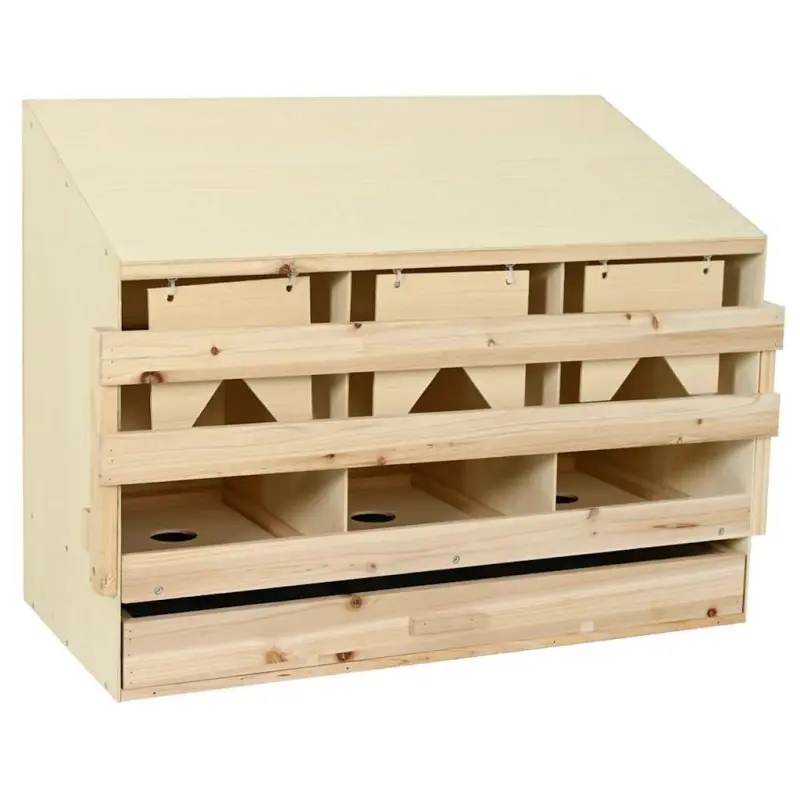 Gniazdo dla kur, 3 przegrody, 93x40x65 cm, lite drewno sosnowe