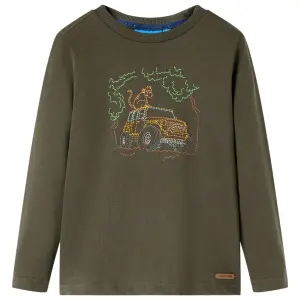Koszulka dziecięca z długimi rękawami, khaki, 128