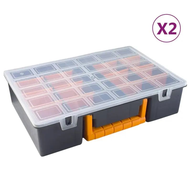 Organizer, 2 szt., z wyjmowanymi przegrodami, 360x250x85 mm, PP