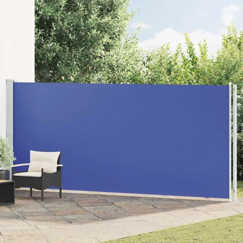 Wysuwana markiza boczna na taras, 180 x 600 cm, niebieska