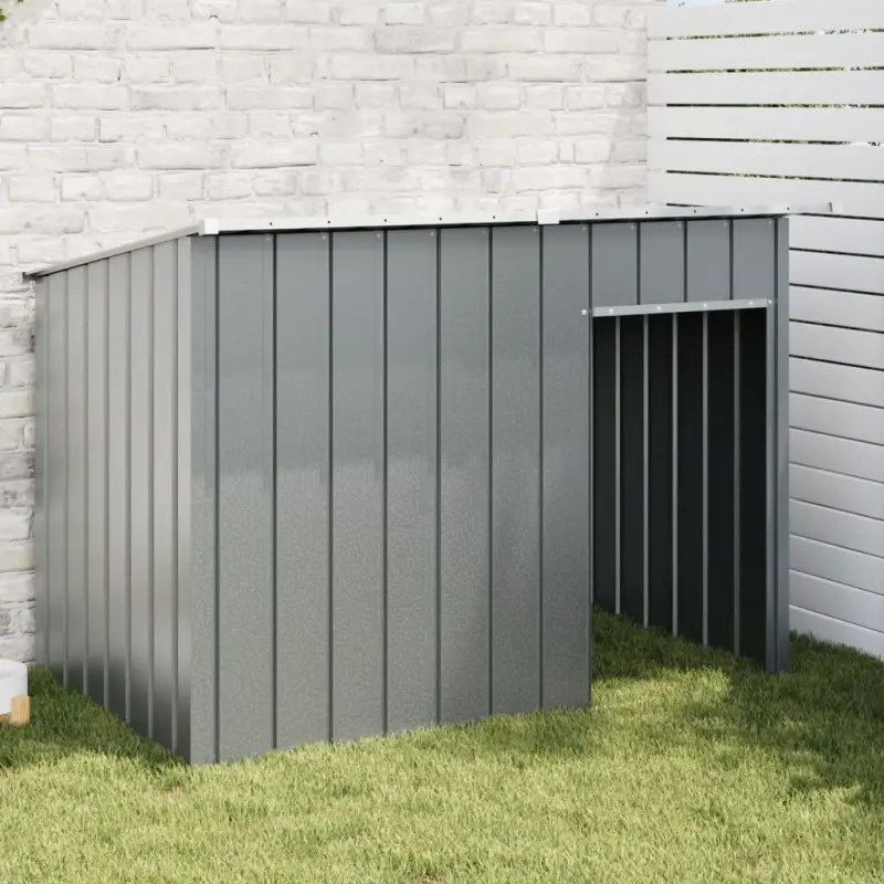 Buda dla psa, z dachem, antracytowa, 153x91x110 cm, stal