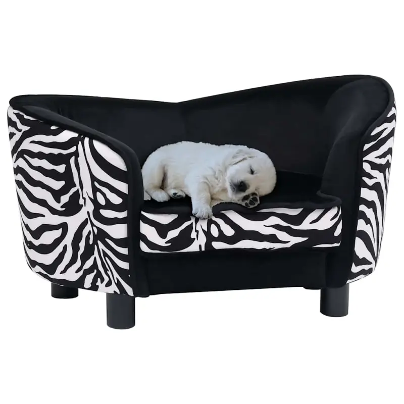 Sofa dla psa, czarna, 68x38x38 cm, pluszowa