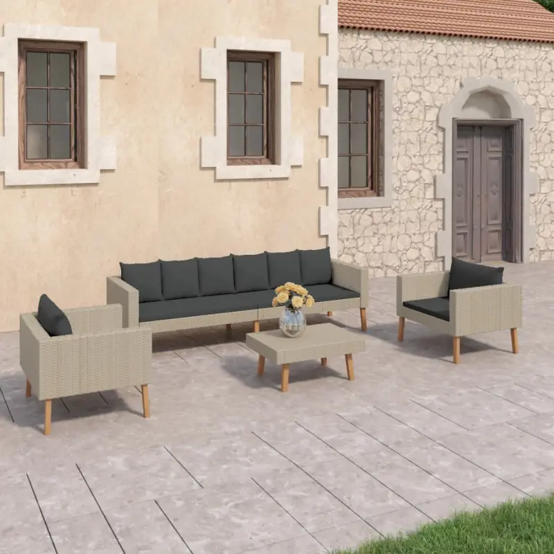 4-cz. zestaw wypoczynkowy do ogrodu, poduszki, rattan PE, beż