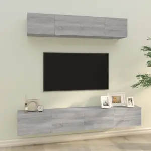 Zestaw 4 szafek telewizyjnych, szary dąb sonoma