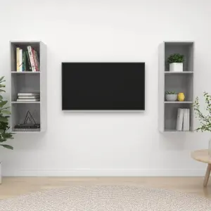 Wiszące szafki TV, 2 szt., szarość betonu