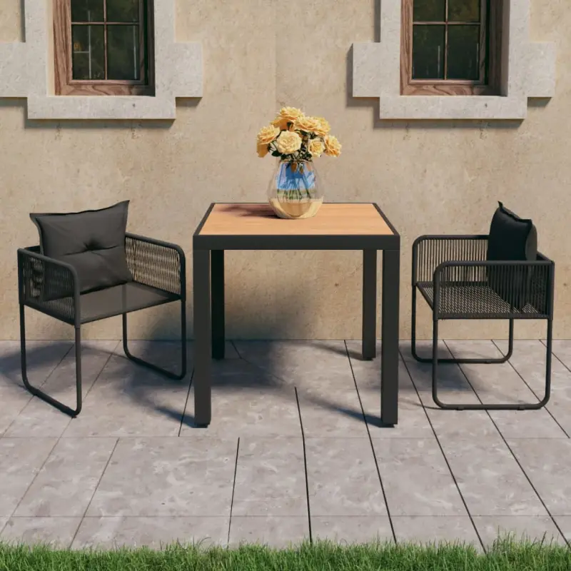 Meble ogrodowe 3-częściowy zestaw rattan PVC czarno-brązowy z poduszkami