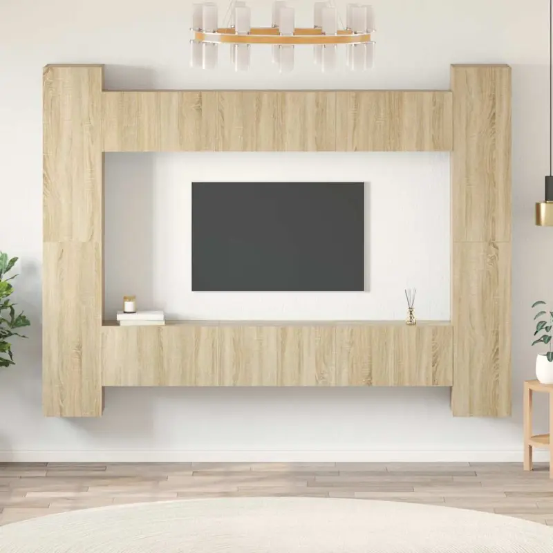 10-cz. zestaw szafek TV, dąb sonoma, płyta wiórowa