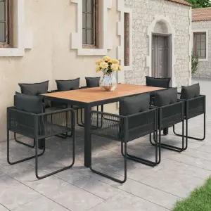 Meble ogrodowe 9-częściowy zestaw rattan PVC czarno-brązowy z poduszkami