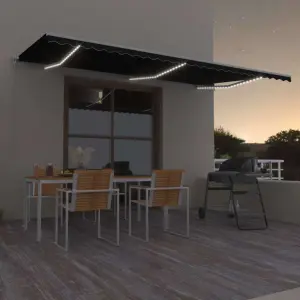 Ręcznie zwijana markiza z LED, 600 x 300 cm, antracytowa