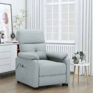 Elektryczny fotel rozkładany, jasnoszary, obity tkaniną