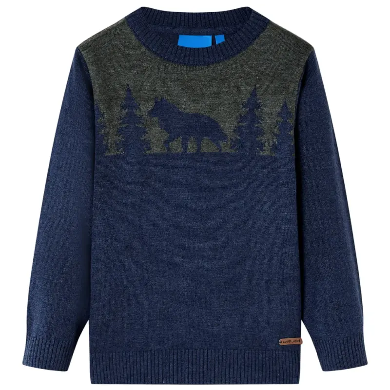 Sweter dziecięcy z dzianiny, granatowy, 92