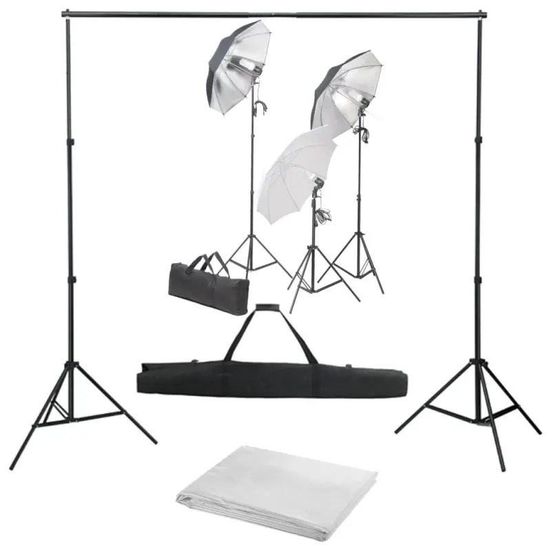Fotograficzny zestaw studyjny z lampami i tłem