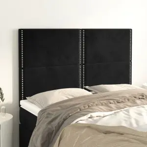 Zagłówek czarny 144x5x118/128 cm aksamit