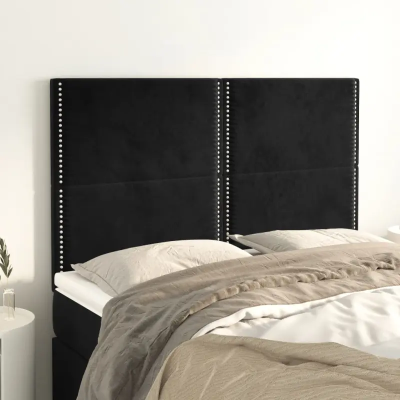 Zagłówek czarny 144x5x118/128 cm aksamit