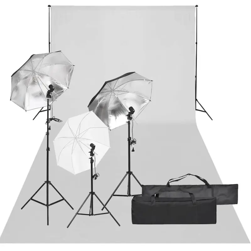 Fotograficzny zestaw studyjny z lampami i tłem
