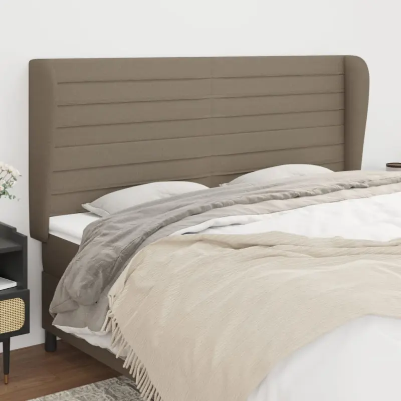 Zagłówek uszak, taupe, 203x23x118/128 cm, tkanina