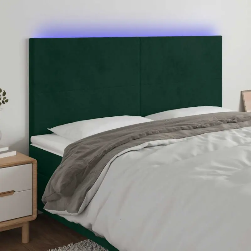 Zagłówek do łóżka z LED, ciemnozielony, 180x5x118/128 cm