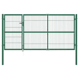 Brama ogrodowa ze słupkami 350x140 cm, stal, zielona