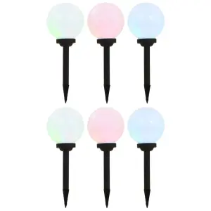 Lampy solarne do ogrodu, 6 szt., LED, kuliste, 20 cm, RGB