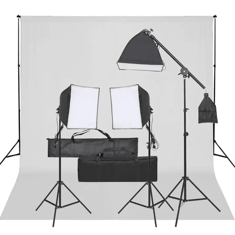 Fotograficzny zestaw studyjny z lampami i tłem