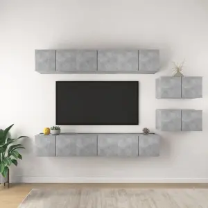 Szafki TV, 8 szt., szarość betonu, materiał drewnopochodny