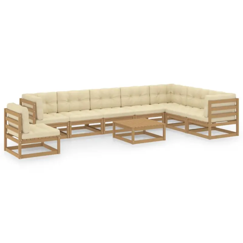 9-cz. zestaw wypoczynkowy do ogrodu z poduszkami, miodowa sosna