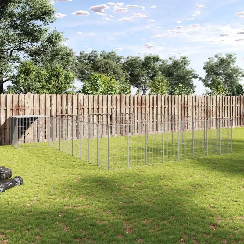 Kojec dla psa, srebrny, 25,41 m², stalowy
