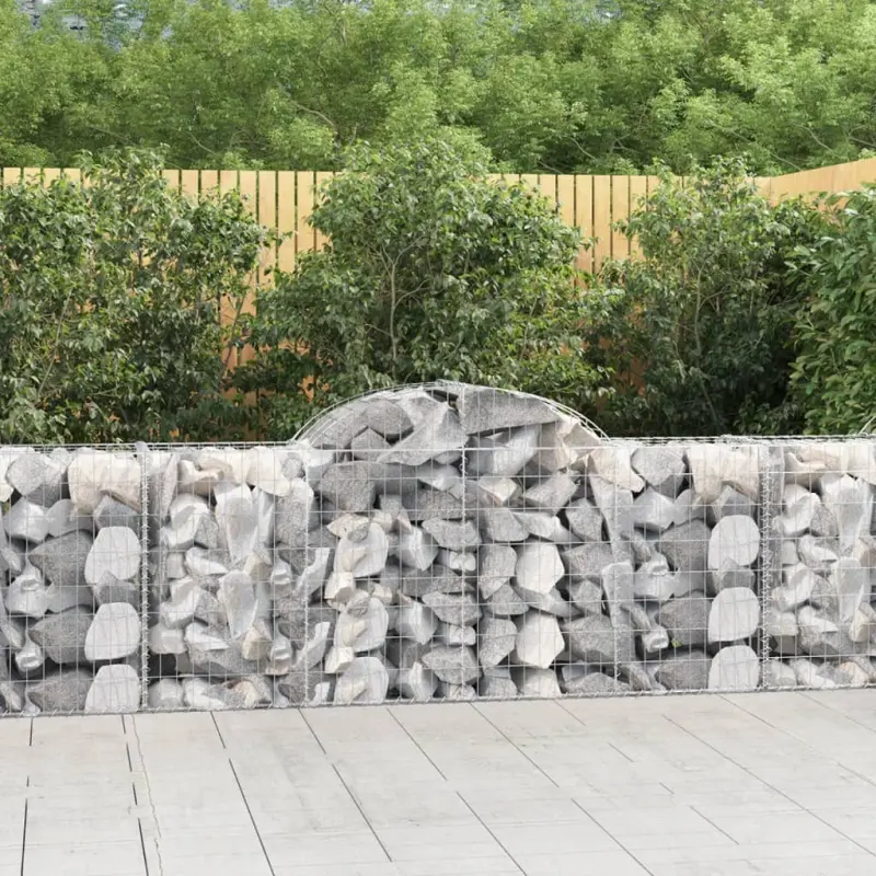 Kosze gabionowe, 12 szt, 200x50x80/100 cm, galwanizowane żelazo