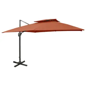 Parasol wiszący z podwójną czaszą, 300x300 cm, terakota