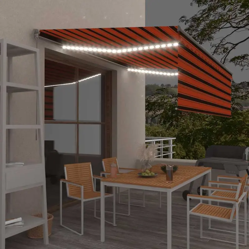 Ręcznie zwijana markiza z zasłoną i LED, 4,5x3 m
