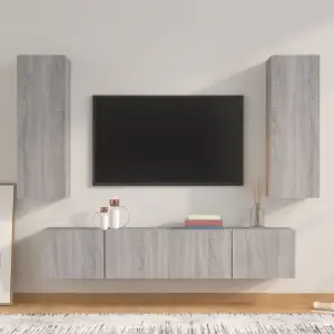 Zestaw 4 szafek telewizyjnych, szary dąb sonoma
