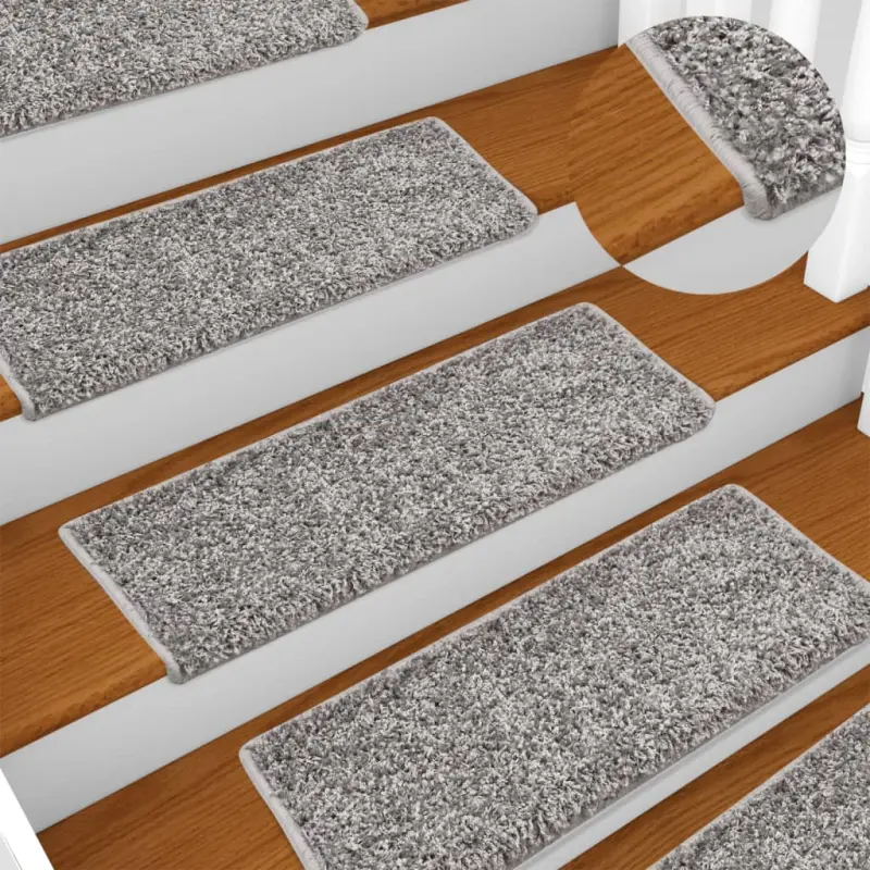 Maty na schody 15 szt. 65x21x4 cm Szare, prostokątne krawędzie