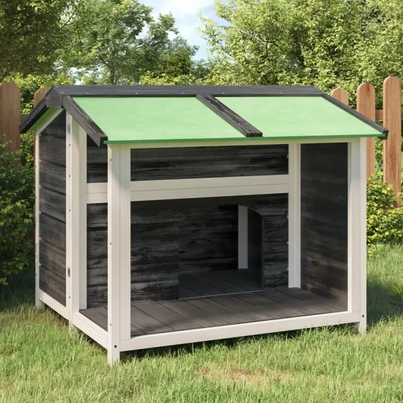 Buda dla psa, szara, 96x87x80,5 cm, drewno sosnowe