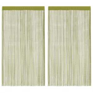 Zasłony sznurkowe, 2 sztuki, 100 x 250 cm, zielone
