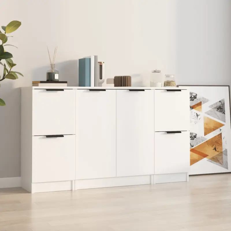 Szafki, 3 szt., biały, materiał drewnopochodny