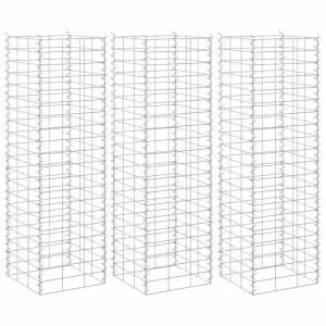 Wysokie donice gabionowe, 3 szt., 30x30x100 cm, żelazo