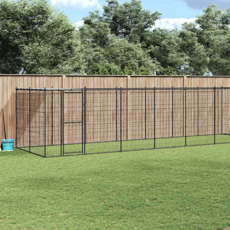 Kojec dla psa, z zadaszeniem, stalowy, 16,94 m²