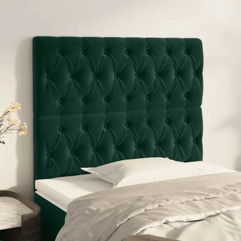 Zagłówek ciemnozielony 100x7x118/128 cm aksamit