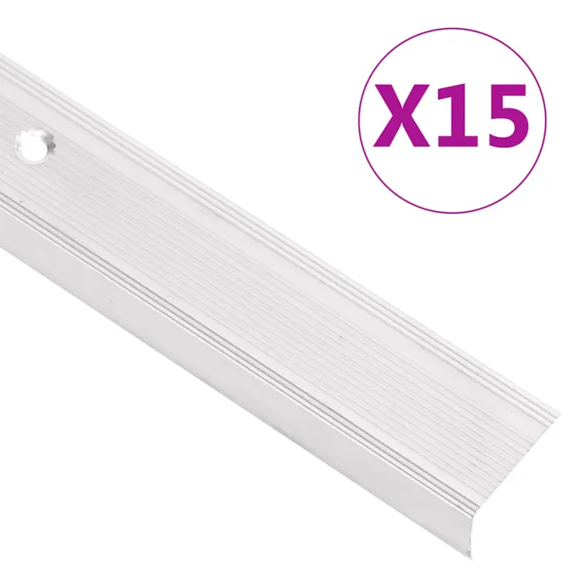 Listwy schodowe w kształcie litery L 15 szt. Aluminium 100 cm