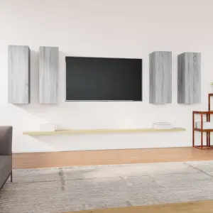 Szafki telewizyjne, 4 szt., szary dąb sonoma, 30,5x30x90 cm
