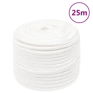 Linka żeglarska, biała jednolita, 12 mm, 25 m, polipropylen